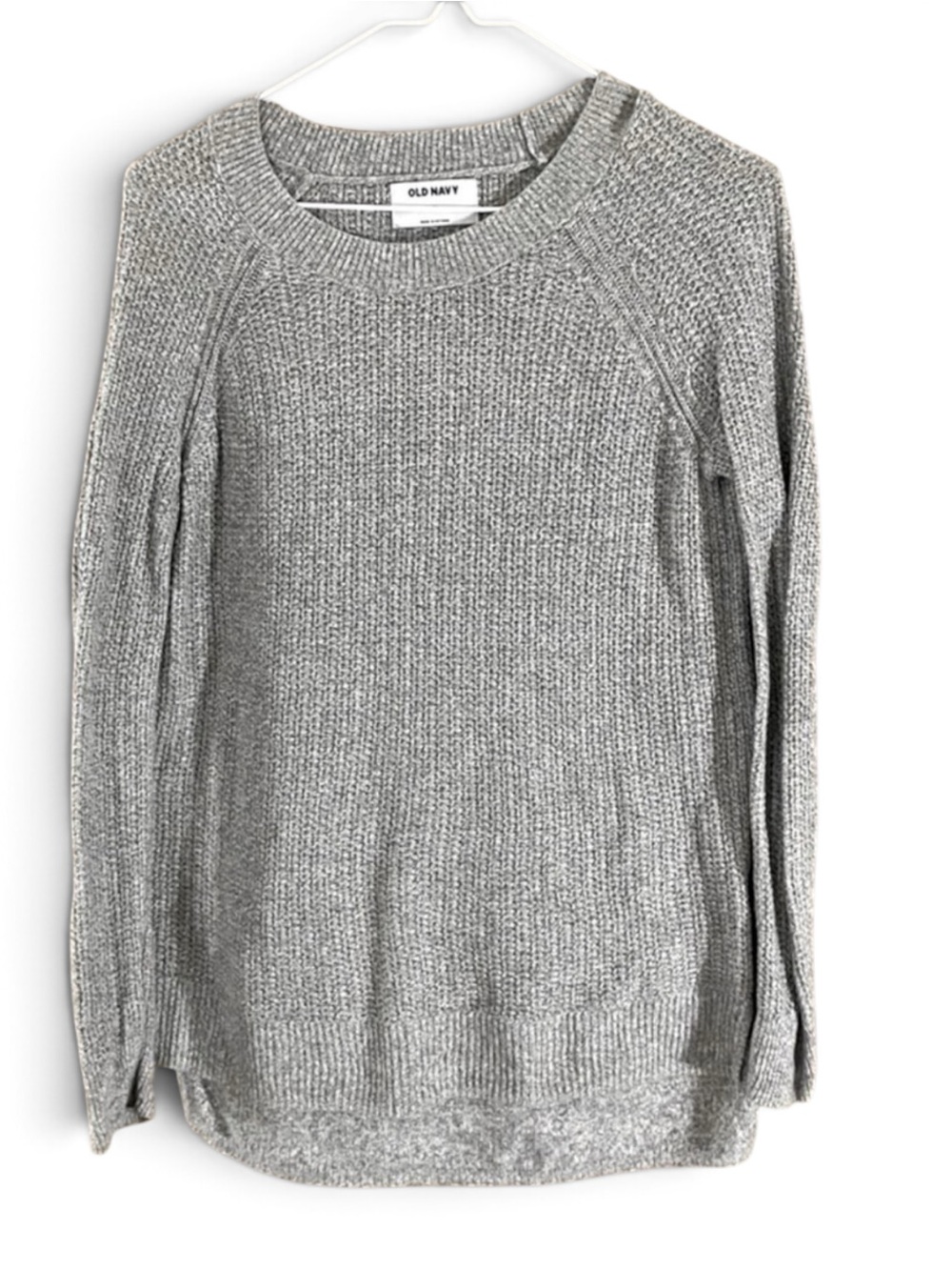 Old Navy Gray Cable Knit X-Long Crew Neck Pullover Sweater
